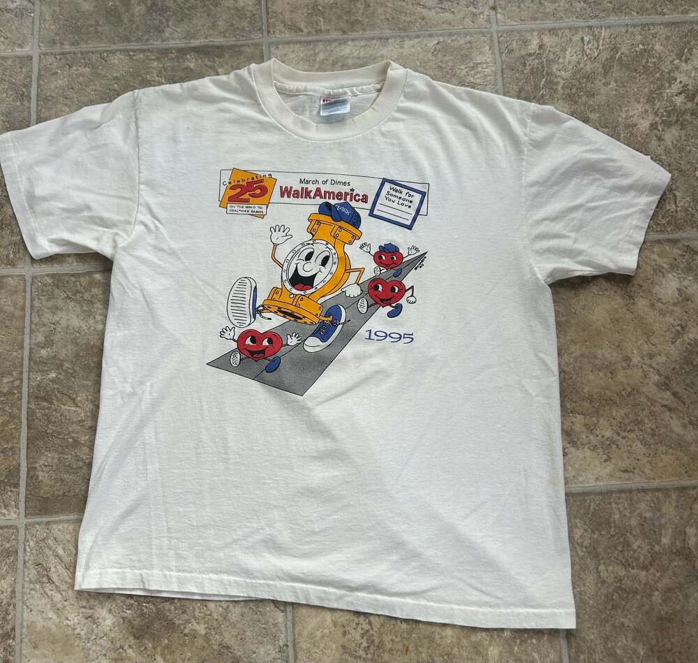 Vintage 1995 March of Dimes WalkAmerica Clark-Hurth Haulers T-Shirt Adult L